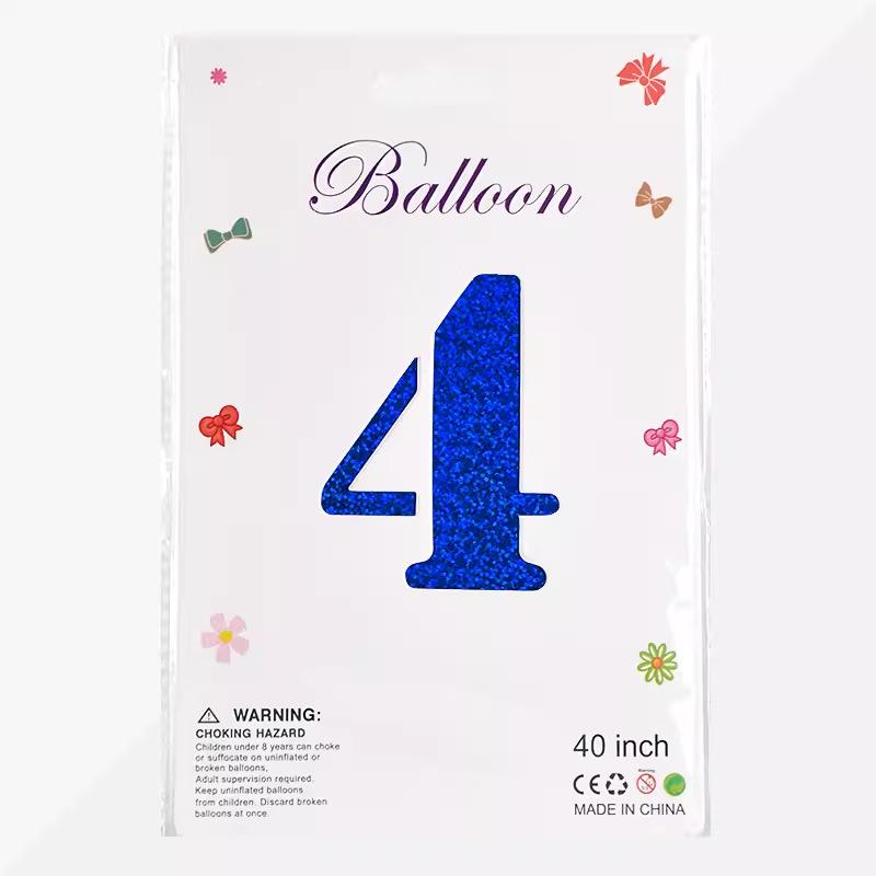 Large 40-Inch Navy Blue Laser Number Foil Balloon for Birthday Decoration