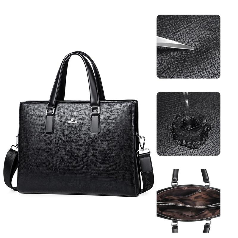 Мужской деловой портфель с узором под крокодила