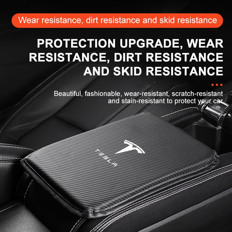 Car Armrest Box Mats Leather Center Console Covers Accessories For Tesla Model 3 Model X S 2016-2020 Decals TM3 TMX TMS Decal