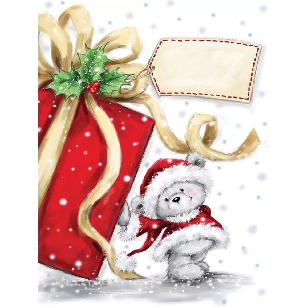 5d Diamond Painting Christmas Bear Hat Handicraft Full Square Diamond Embroidery Cross Stitch Animal Mosaic Christmas Wall Art