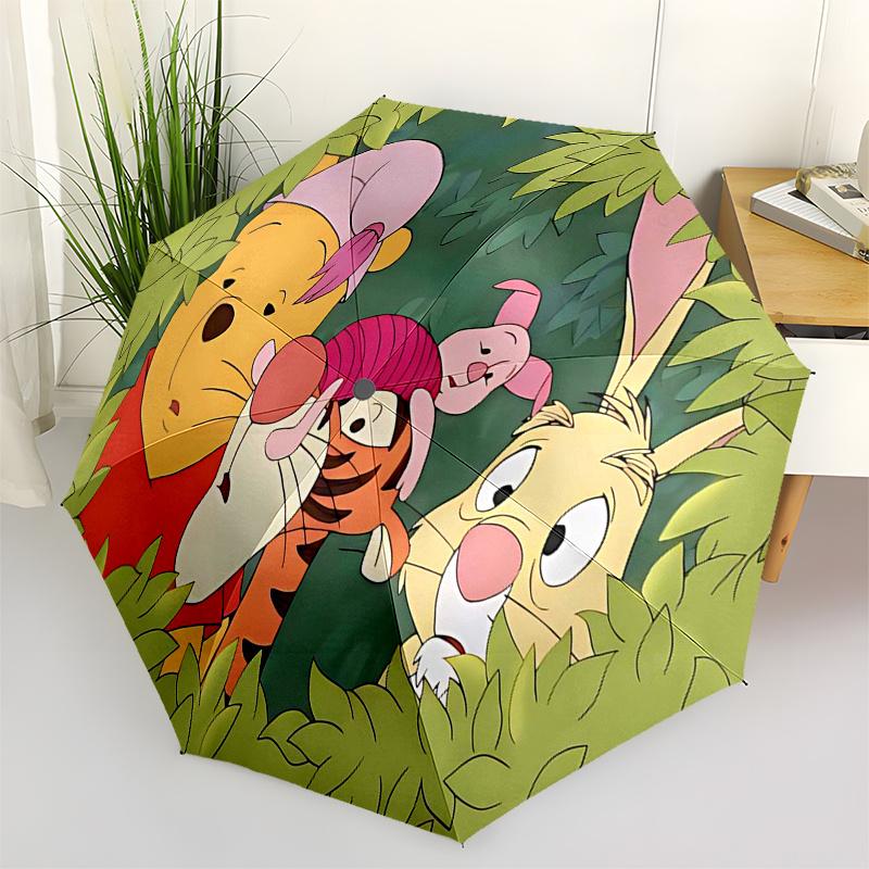 

Winnie and friends Themed Travel Umbrella-8 Ribs Automatic Opening and Closing, Portable Folding Design, Compact and Stylish Umbrella Suitab