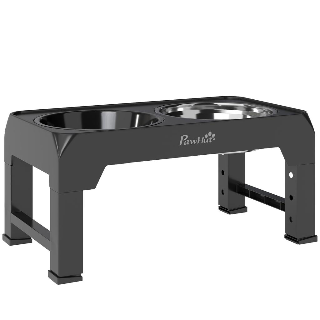 Raised Dog Bowl, Foldable Elevated Dog bowls with Slow Feeder, 4 Adjustable Heights, for Small Medium Large Breeds