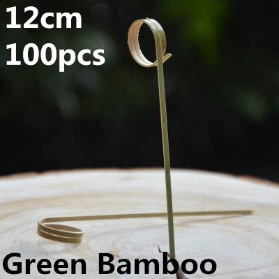 100pcs 12cm Fruit Cocktail Pick Stick Different Style Bamboo/PVC Buffet Cupcake Toppers Bar Tools Barware