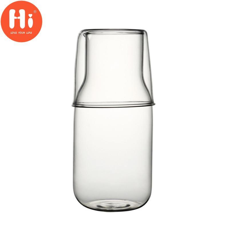 Japanese Style Transparent Candy Color Glass Teacup Set Simple Heat-Resistant Drinking Juice Cup With Tea Pitcher Water Bottle