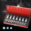 Torx Bit Socket Set with for Case E10-E24 T30-T70 16 Pcs Steel Star Bit Set for Cr-V Steel 1/2-inch Drive Hand Repair To