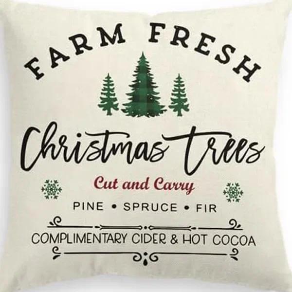 Merry Christmas Decor Cushion Cover 45x45 cm Pillow CaseCartoon Reindeer Santa Claus Printed Throw Pillowcase Linen Pillow Cover