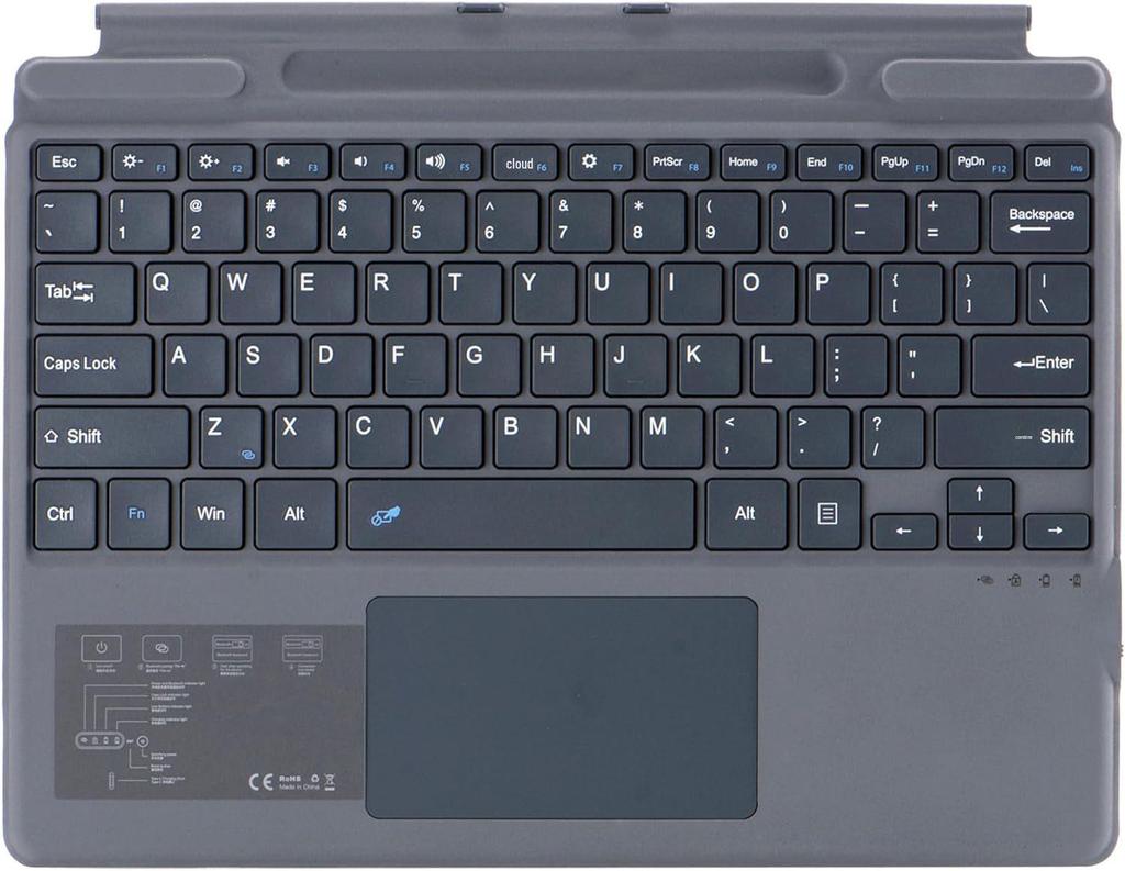 Surface Pro 10/11 Hintergrundbeleuchtete Bluetooth-Tastaturhülle mit Stifthalterung und magnetischer Befestigung