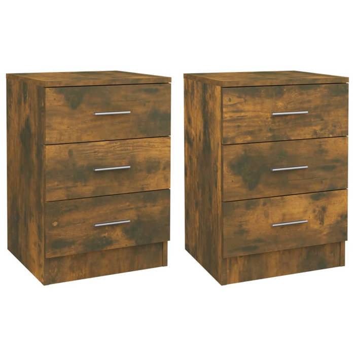 VidaXL Tables de chevet 2 pcs Chêne fumé 38x35x56 cm Bois d'ingénierie 815322
