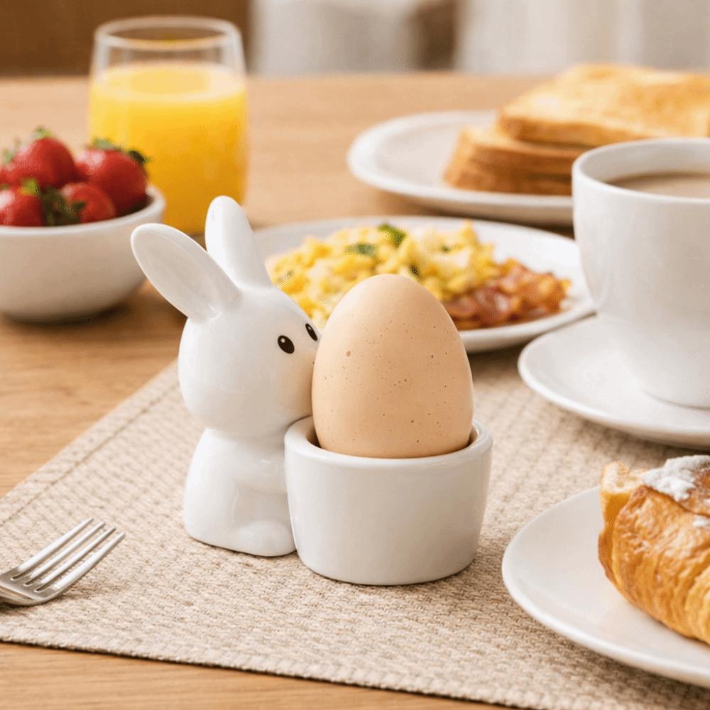 Stable Ceramic Egg Cup Smooth Rabbit Eggs Cup Creative Egg Stand Holder  Easter Decor