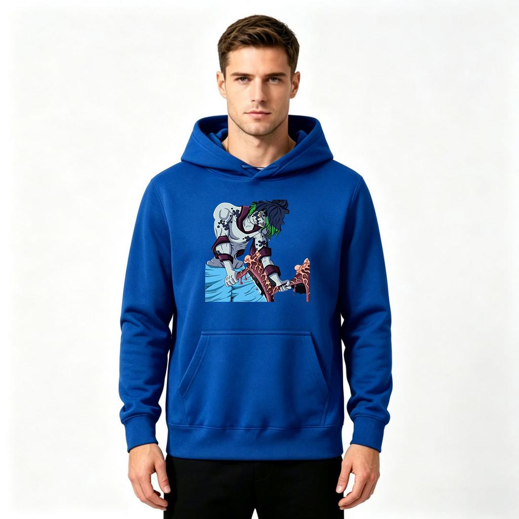 Men Anime Print Pullover Hoodie Casual Long Sleeve Streetwear Sweatshirt
