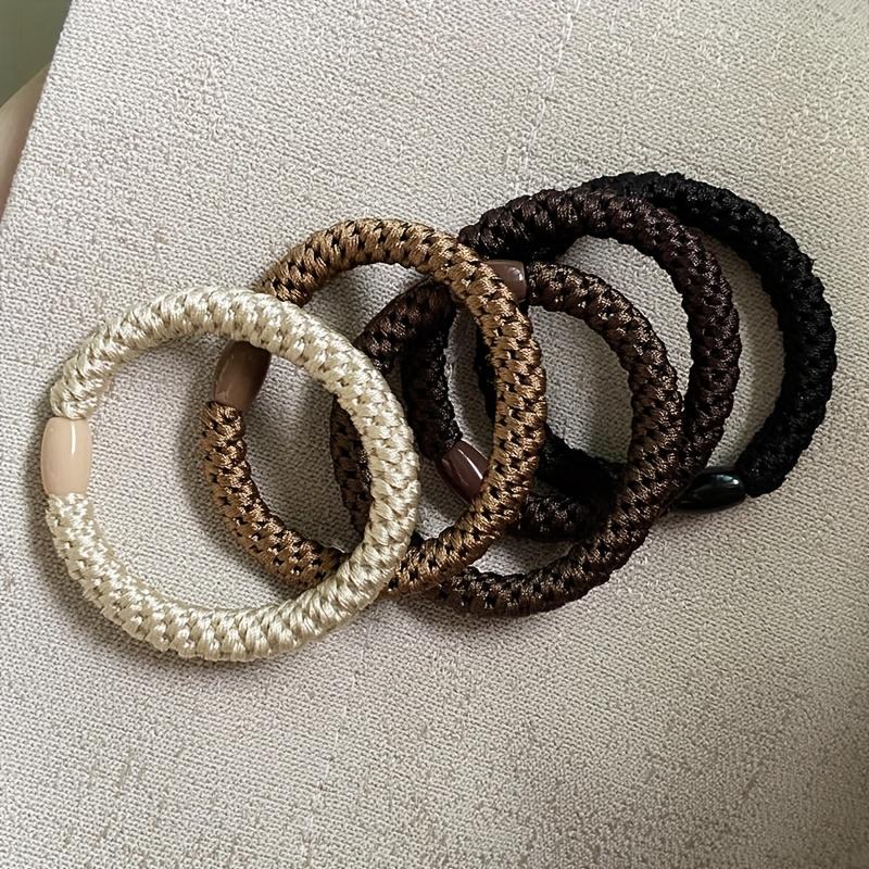 

5 шт./набор Резинки для волос Плетеные скрученные Резинки Основная эластичная резинка для волос Прочный держатель для хвоста Женские аксессуары для волос