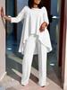 Women's Fashion European & American Style Plus Size Long-Sleeve Top & Wide-Leg Pants Set