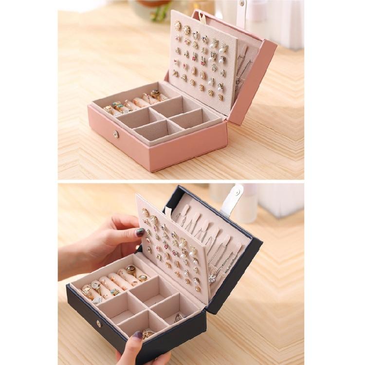 Portable Jewellery Box 2 Tier Jewellery Storage Cases Leather Jewelry for Women