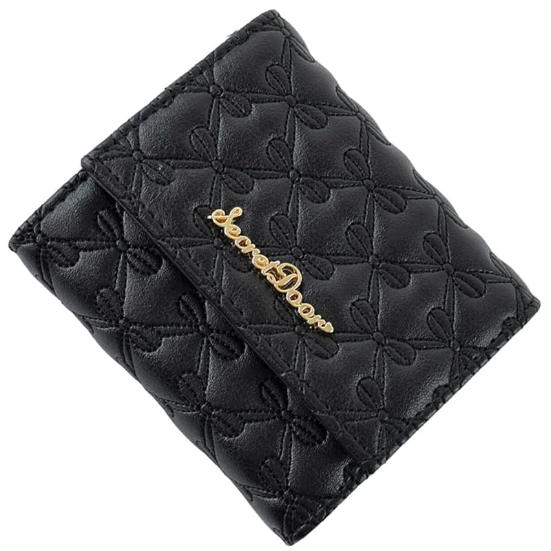 

[SecretDoor] black trifold wallet ladies trifold wallet compact wallet mini wallet small wallet woman mini cute Mitsuori wallet compact folding wallet