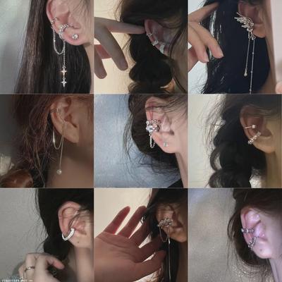 Diamond-Studded Heart Ear Clip: Niche Design, High-End Style for Non-Pierced Ears - Trendy Women's Earrings