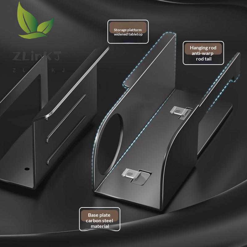 1Pc No-Drill Toilet Paper HolderPhone Stand Metal Storage Rack Kitchen Towel Holder Seasoning Bottle Bathroom Wall Roll Paper