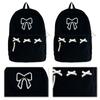 Cute Bowknot Aesthetic Backpack Corduroy Casual Travel Daypack Student Rucksack for Girls Women High School College Work