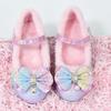 Girls' 2025 Korean Style Princess High Heel Leather Shoes with Colorful Sequins