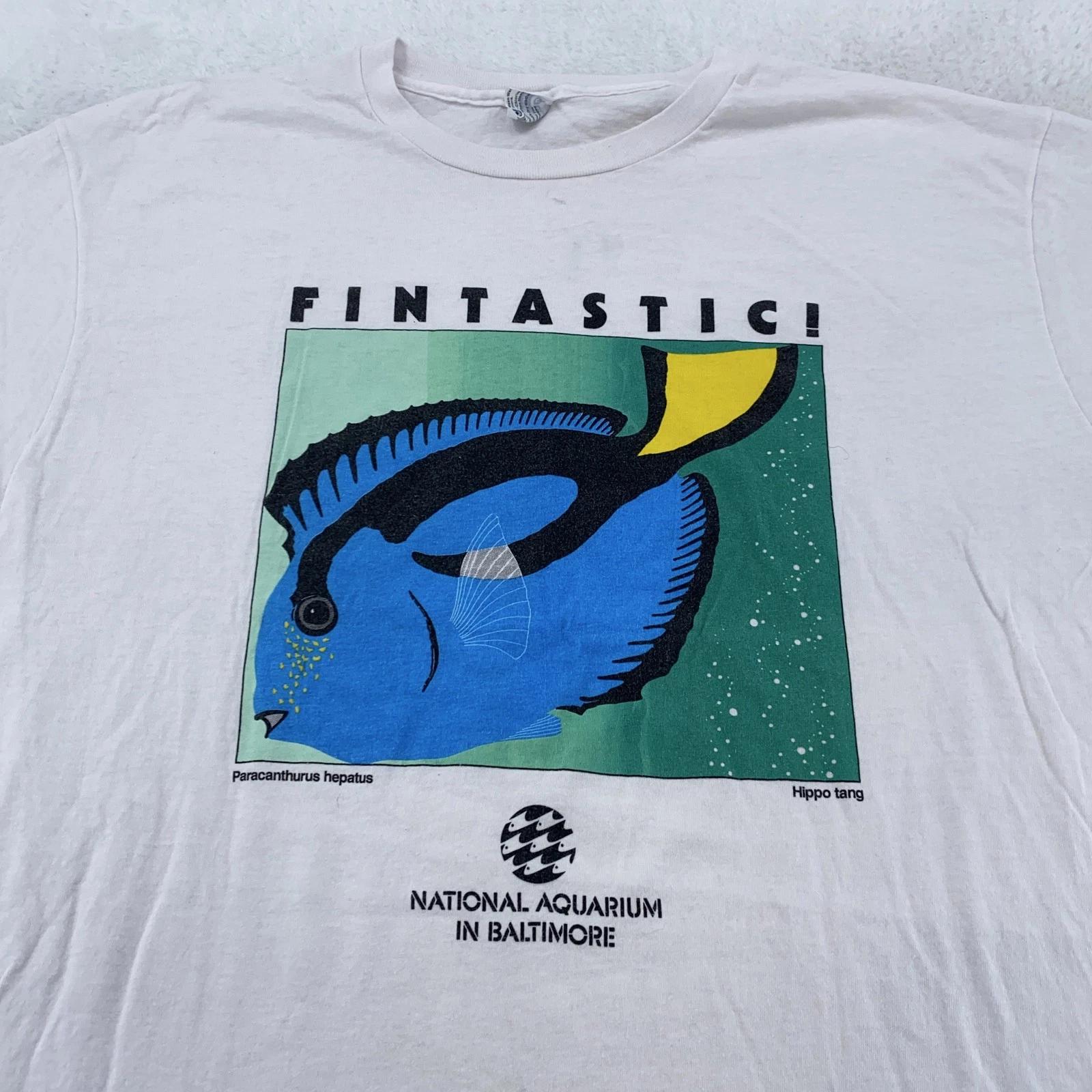 

Vintage National Aquarium Fintastic Shirt Mens XL Hippo Tang Fish Baltimore 90s S