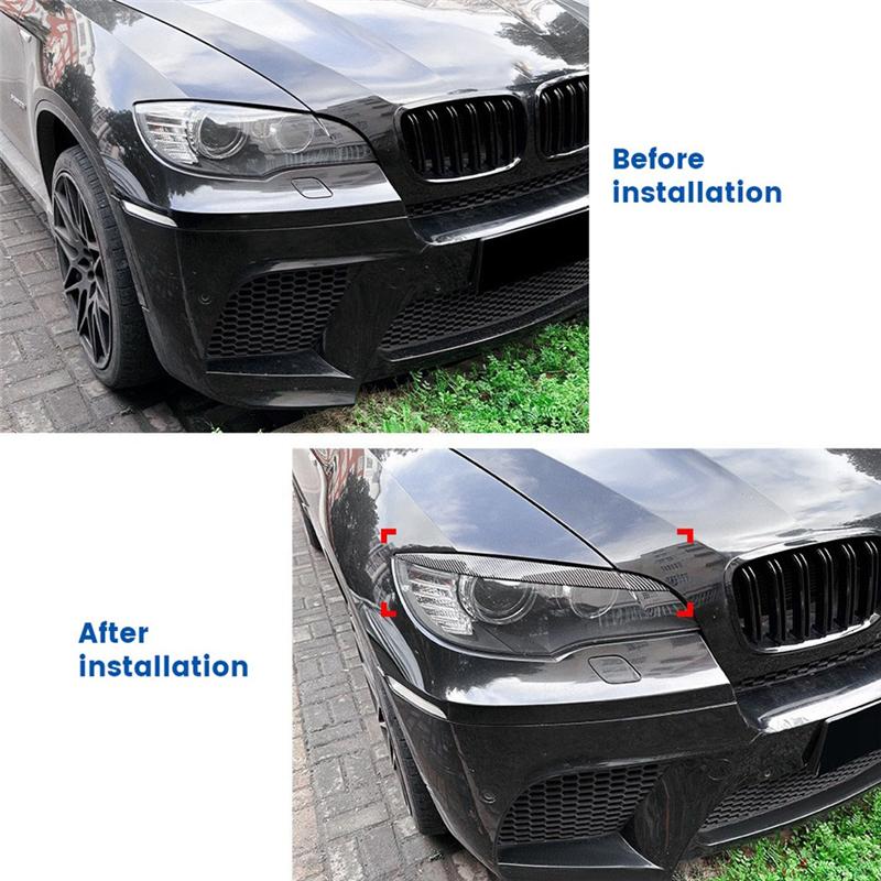 Car Headlight Lamp Eyebrows Cover Trim For BMW X6 E71 2008-2014 Car Headlight Eyelids Lids