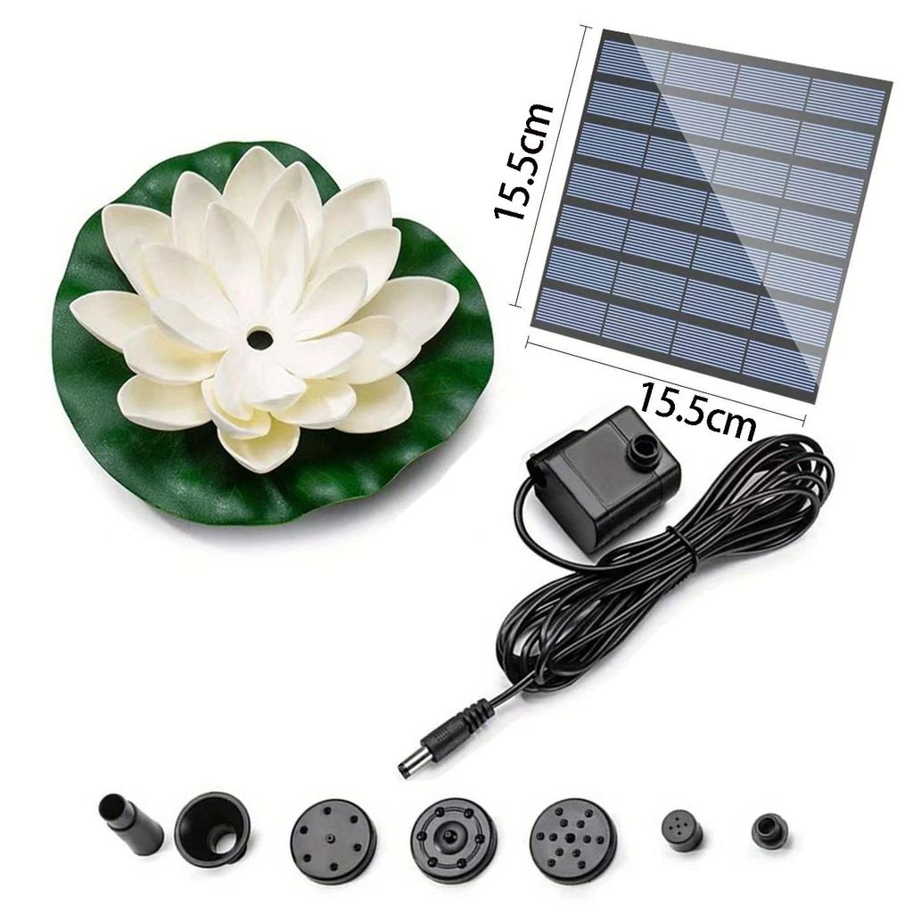 Solar Fountain Floating Landscaping Outdoor Water Feature Garden Fountain Pool Water Feature, Lotus Leaf Flower Model, Combination Fountain