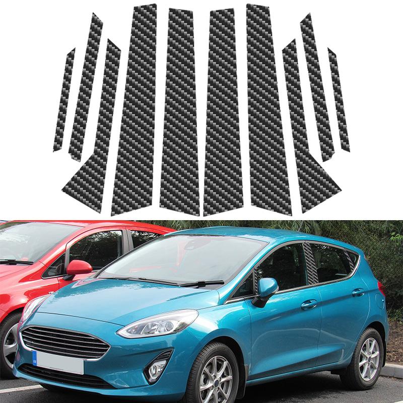 Passend für Ford Fiesta 2008-2019 Autozubehör 10 Stück Säulenverkleidungen Türfenster Zierleistenabdeckung Aufkleber Autoteile Außen