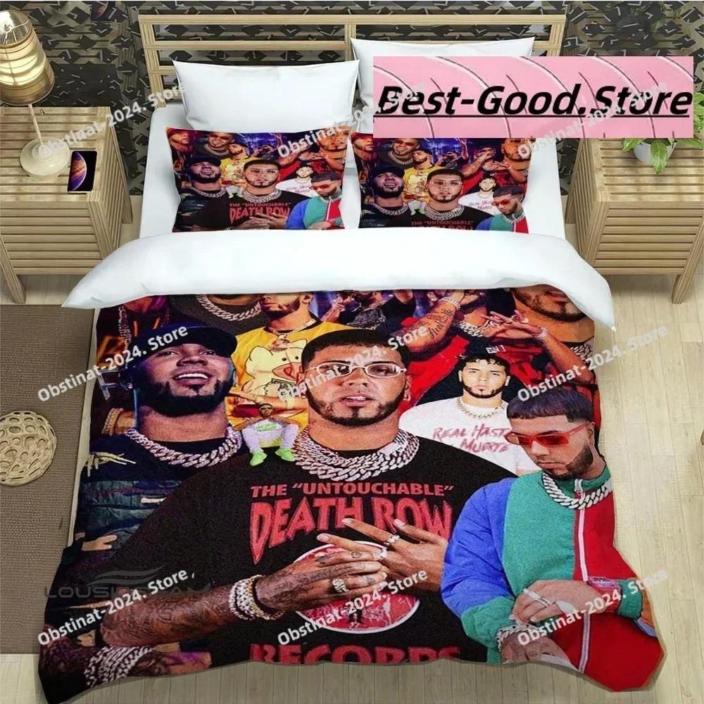 3D Fashion Rapper Anuel AA Bedding Set Printed Single Comforter Quilt Bed Cover Duvet Cover Pillow Case 3 Pieces Kids Adult Size