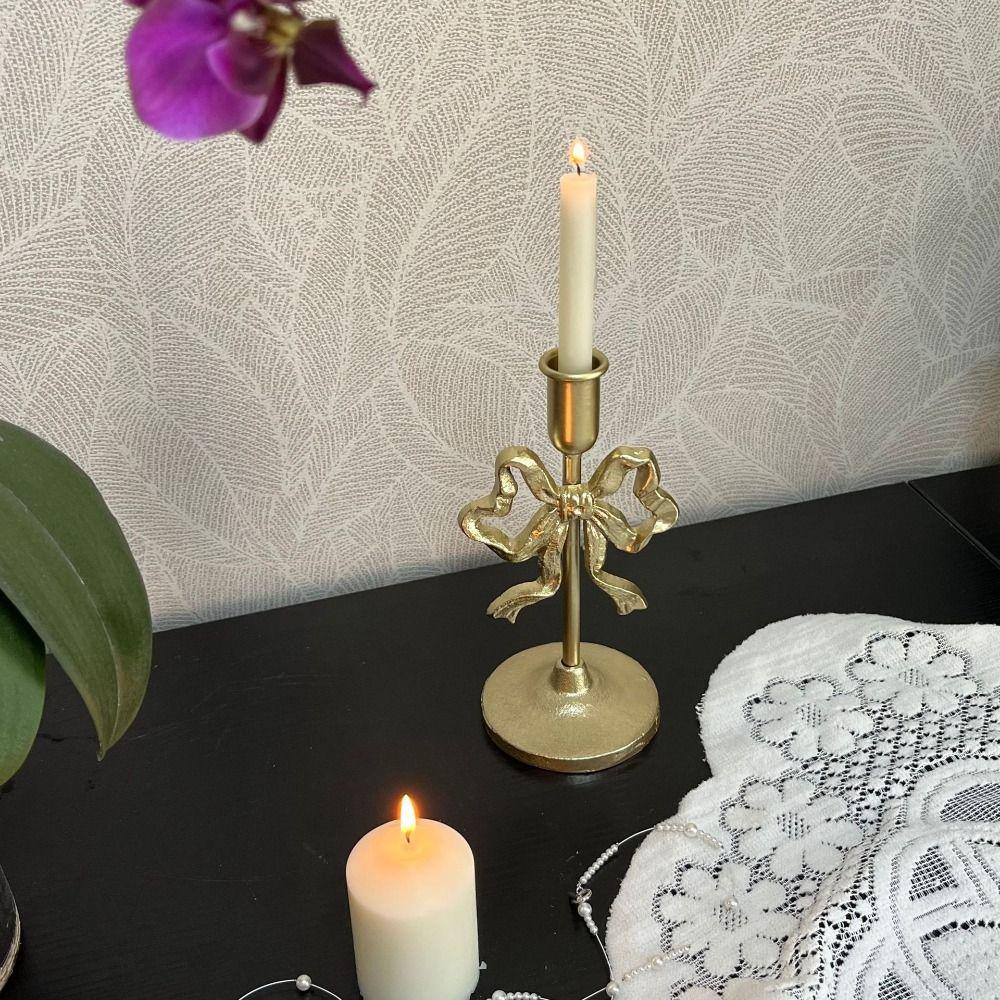 High Footed Bowknot Candle Holder Wrought Iron Wedding Candle Stand  Photography Props
