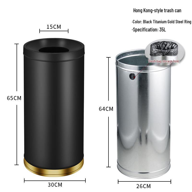 Large Stainless Steel Lidless Trash Can for Hotels & Restaurants