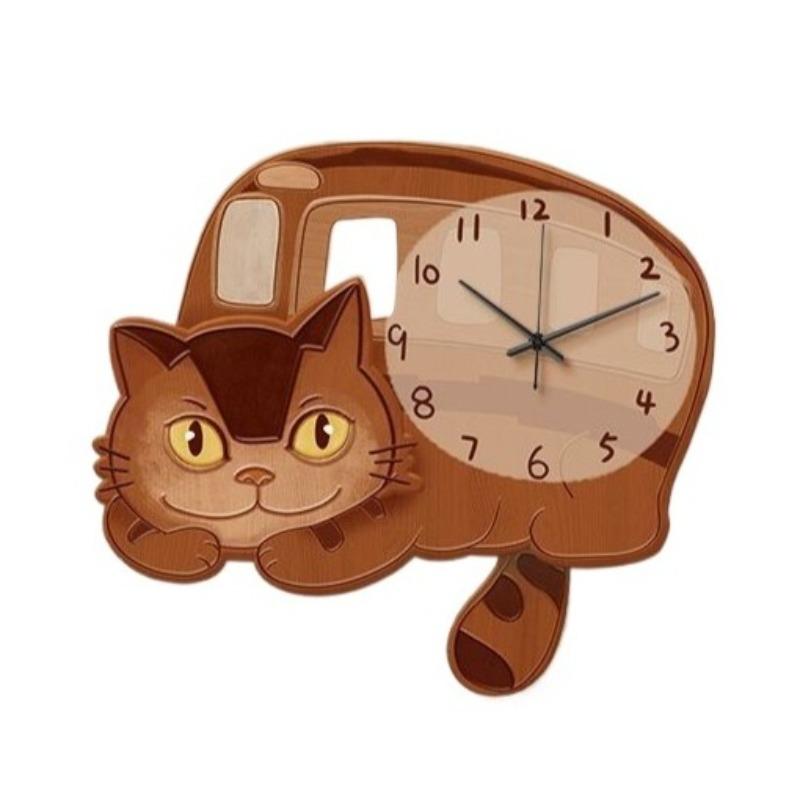 Cartoon Wall Clocks Living Room Pendulum Wall Watch Noiseless Mechanism Interior Modern Cat Clock Home Interior Decoration