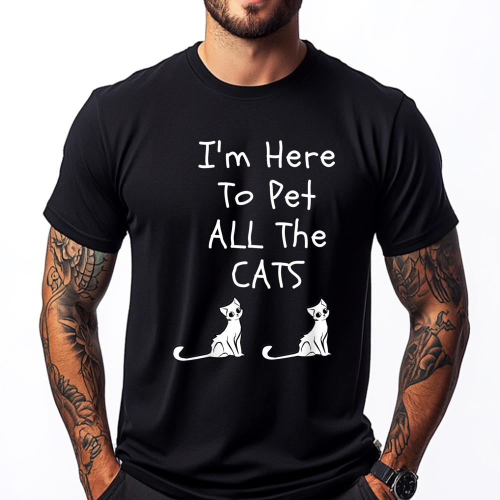 Im Here To Pet All The Cats Men Womens Kids Pink Graphic Tees High Quality Mens TShirt