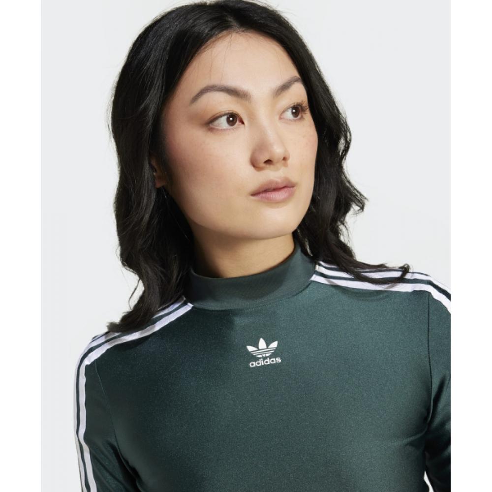 Adidas 3s Cropped Long Sleeve Tee   Mid Green Iy4664