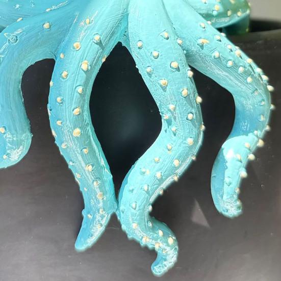 Flowerpot Pendant Blue Octopus Resin Decorative Hanging Planter Home Office Ocean Theme Desktop Decor