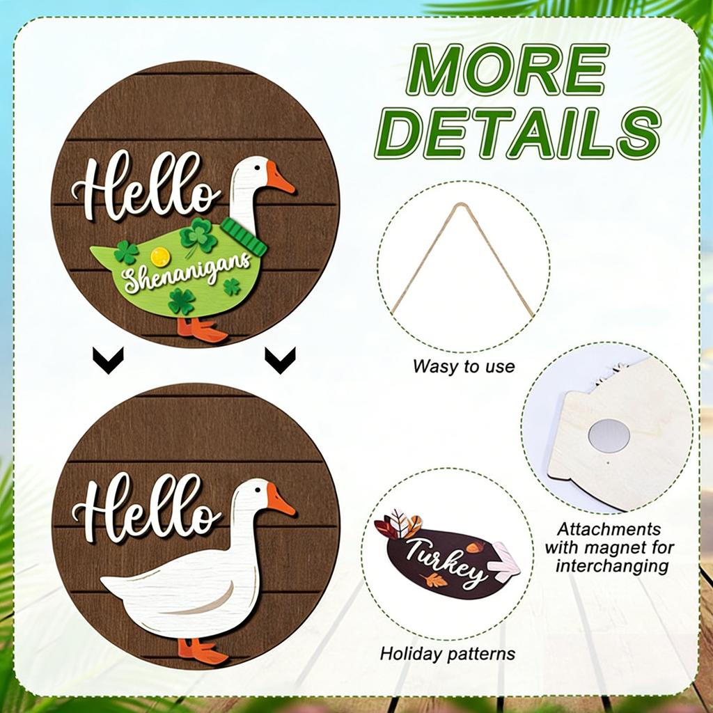 13 Replaceable Wooden Creative Doorplates Welcome Signs Door Hanging Decoration