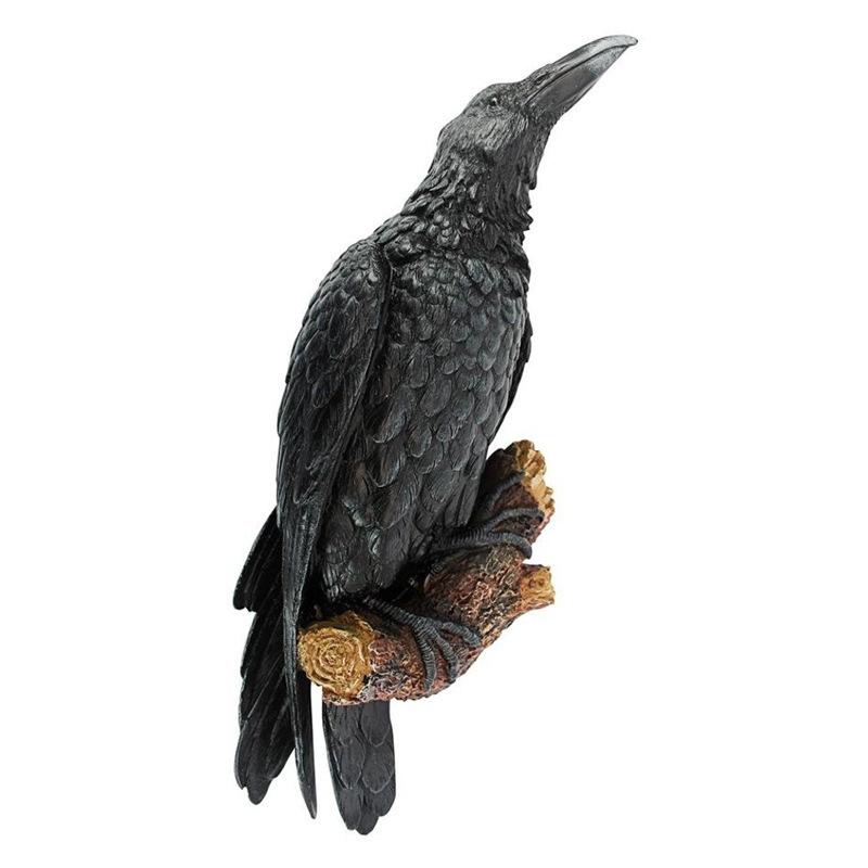 Fake Raven Resin Statue Bird Crow Sculpture Outdoor Crows Halloween Decor Creative for Garden Courtyard Animal Decoration