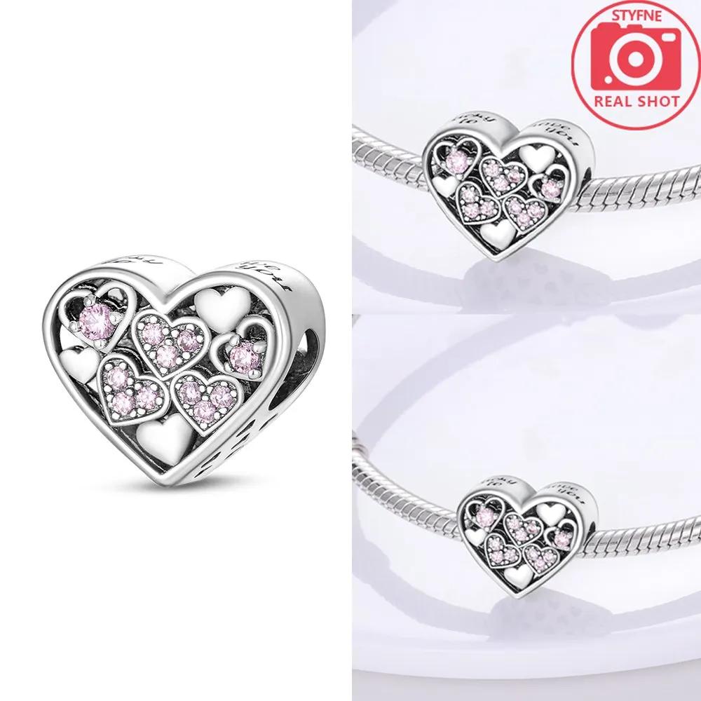 Heart-Shaped Rose Beads Copper Colors Charm Beads Fit Original Charms Bracelet Beads For Women Jewelry Making Gifts