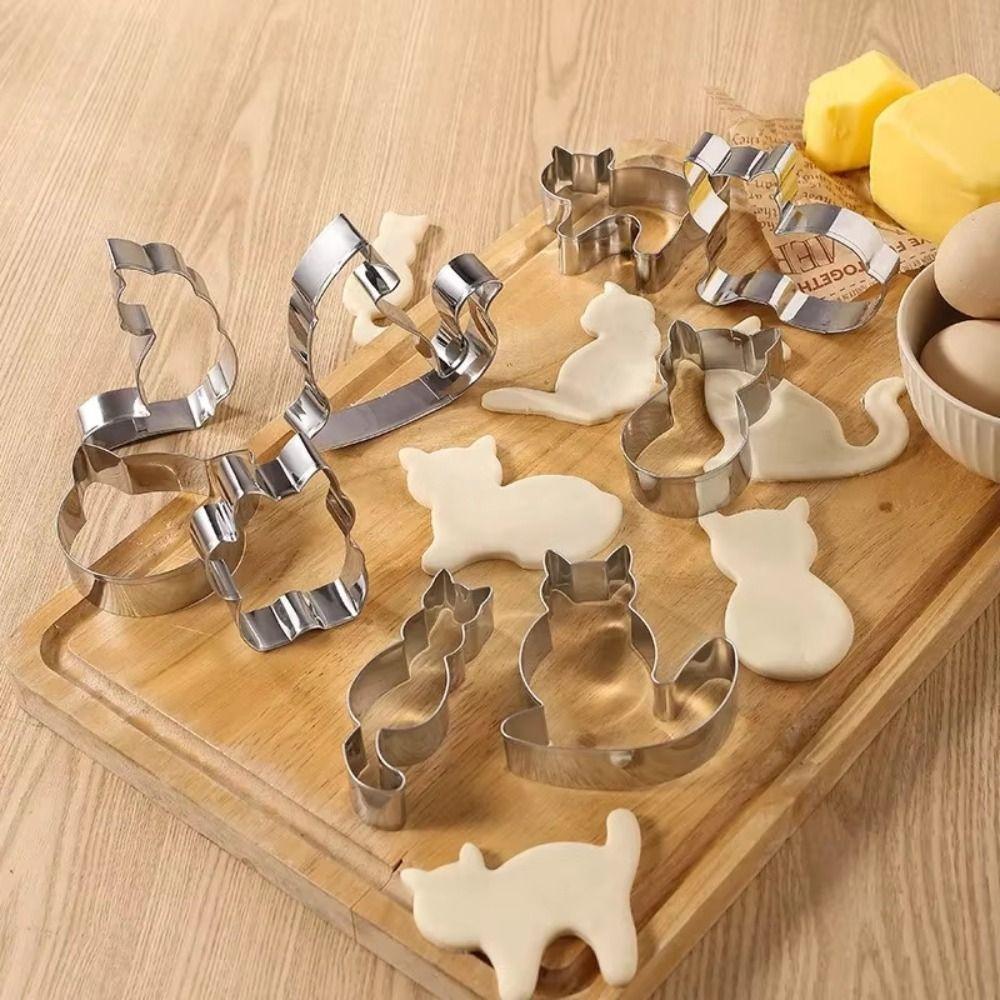 5/9Pcs Kitten Cat Shape Cookie Mold Stainless Steel Baking Tools Kitchen Gadgets Home Party Gift