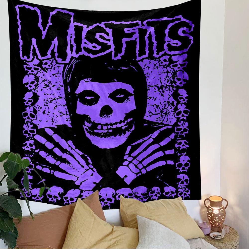 Misfits Tapestry Wall Hanging, Horror Punk Logo, Wall Decor for Bedroom Living Room Dorm
