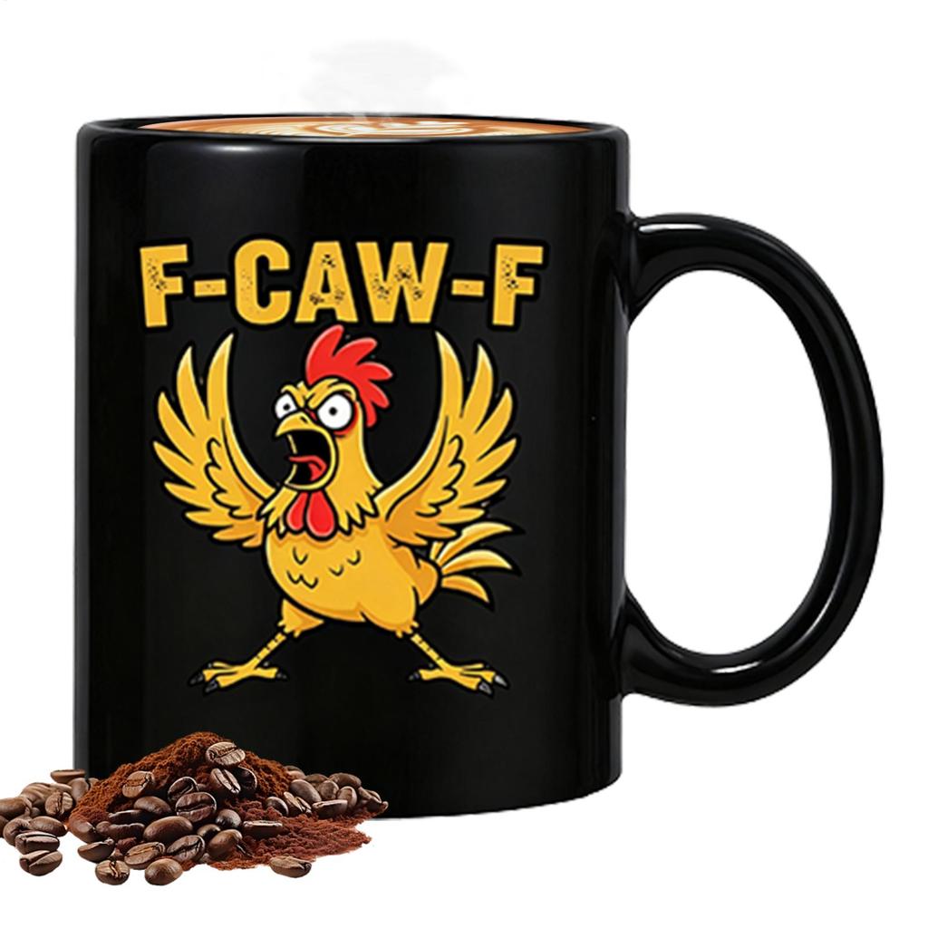 Chicken Style Mug Ceramic Hot Coffee Cup F-Caw-F Chicken Pattern Mug Ceramic Farmhouse Themed Coffee Mug Animal Tea Cup