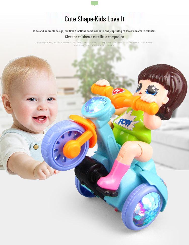 Tricicletă Electrică pentru Copii cu Muzică, Lumini și Design Desene Animate - Jucărie Camion Basculant Universală pentru Băieți și Fete