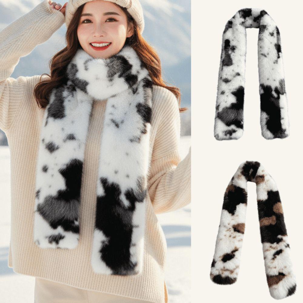 Skin Friendly Winter Faux Fur Scarf Soft Texture Long Fluffy Muffler  Outdoor Skiing
