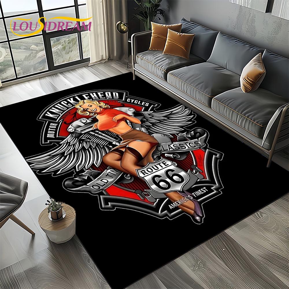 Retro America Historic Route 66,Mother Road,mãe EstradaCarpet Rug for Living Room Bedroom Home Sofa,Area Rug Non-slip Floor Mat