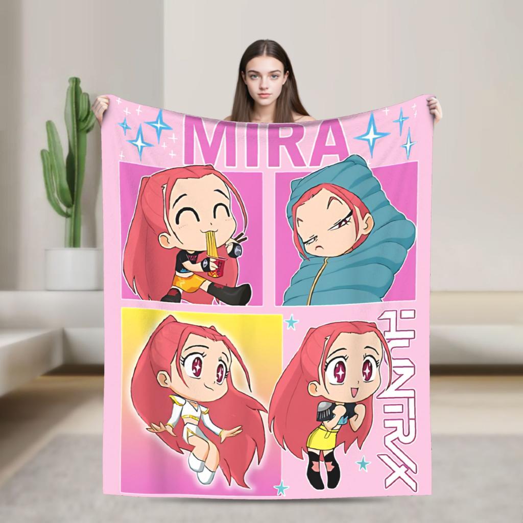 Huntrix Saja Boys KPop Demon Hunters Blanket  Plush Vintage Warm Throw Blanket for Home Autumn/Winter