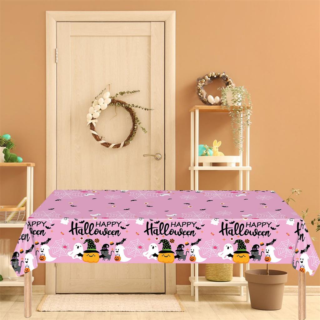 Spooky Halloween Party Supplies Disposable Plastic Tablecloths Decorations with Pumpkin Ghost and Cat Designs for Festive