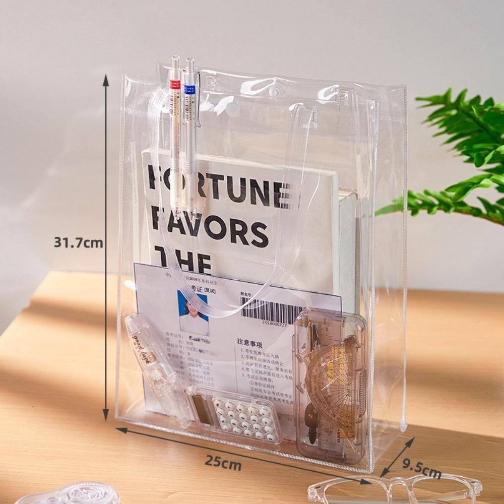 New Large Capacity Tutoring Bag Transparent PVC Handbag Portable Handheld File Bag Students