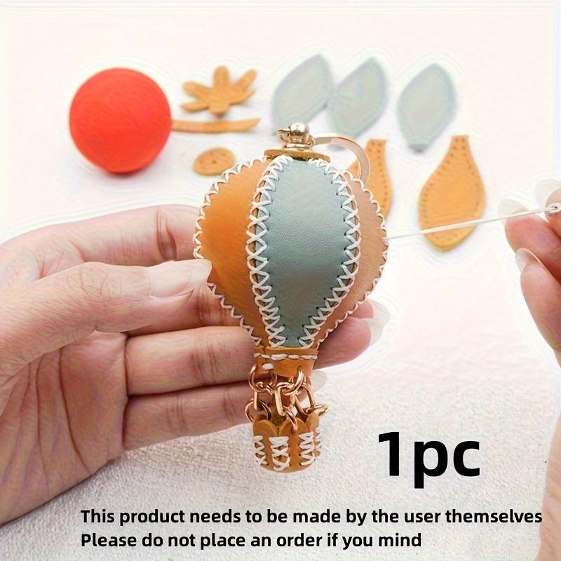 Hot Air Balloon Genuine Leather Keychain Handmade DIY Sewing Material Bag Semi-finished Pendant Accessories