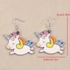Cross-border unicorn earrings creative Year of the Horse trend versatile 2D flat acrylic cute color pony earrings