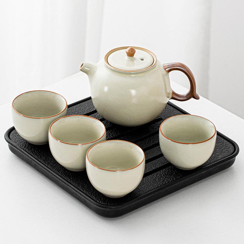 Kung Fu Tea Set Home One Pot Two Cups Tea Plate Small Ceramic Teapot Teacups Hotel Personal Small Sets Traveling