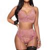 Women's Lace Lingerie Set Elegant Floral Design with Adjustable Straps, Includes Bra, Panty, and Garter Belt Perfect for Special Occasions