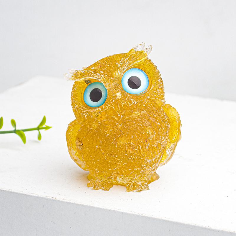 1Pc Natural  Cute Animal Image Macadam Drip Glue Owl Household Supplies Desktop Ornament